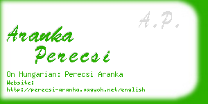 aranka perecsi business card